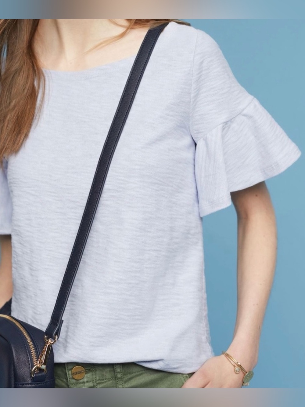 Anthropologie Postmark Christel Ruffle Sleeve Top Size XS